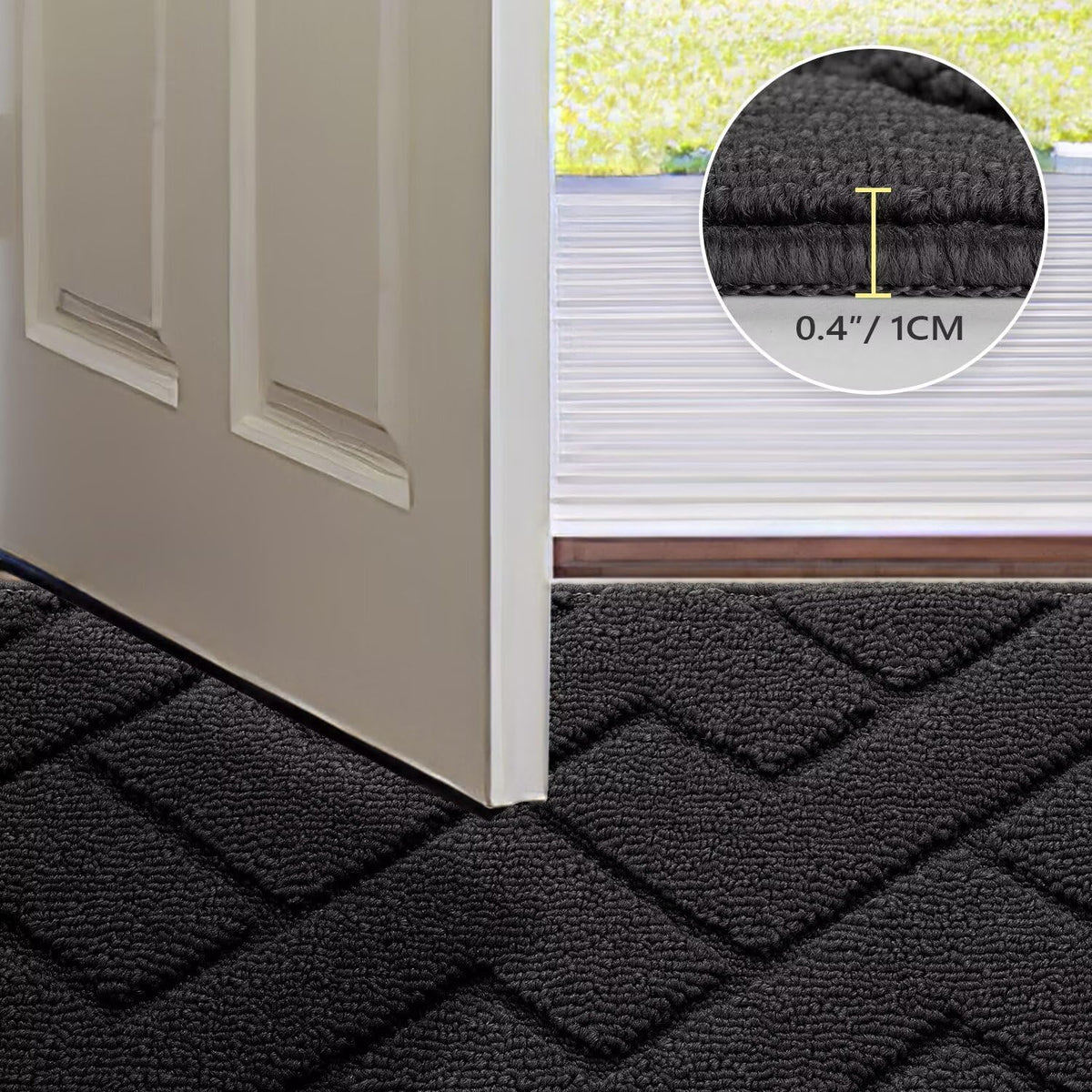 hicorfe mud and dirt resistant mat ready for year-round outdoor use.