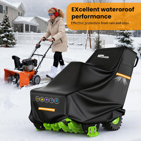 HICOVER snowblower cover shows front waterproof zipper access for quick maintenance
