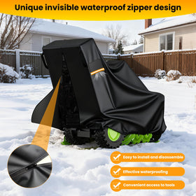 HICOVER heavy-duty 1200D waterproof snowblower cover protects blowers in harsh weather