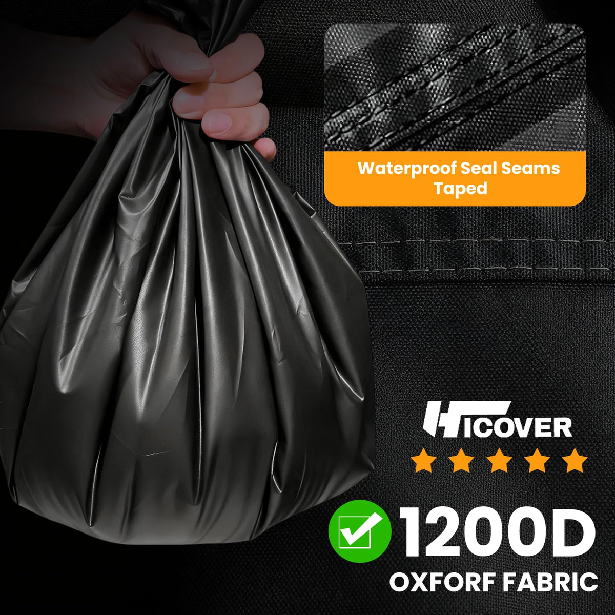 HICOVER snowblower cover with reflective strips and ventilation for visibility and condensation control