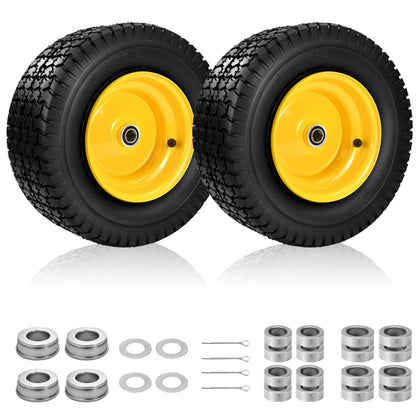 Hidtaw 16x6.50-8 tubeless tire and wheel front tire for added front stability on uneven terrain.