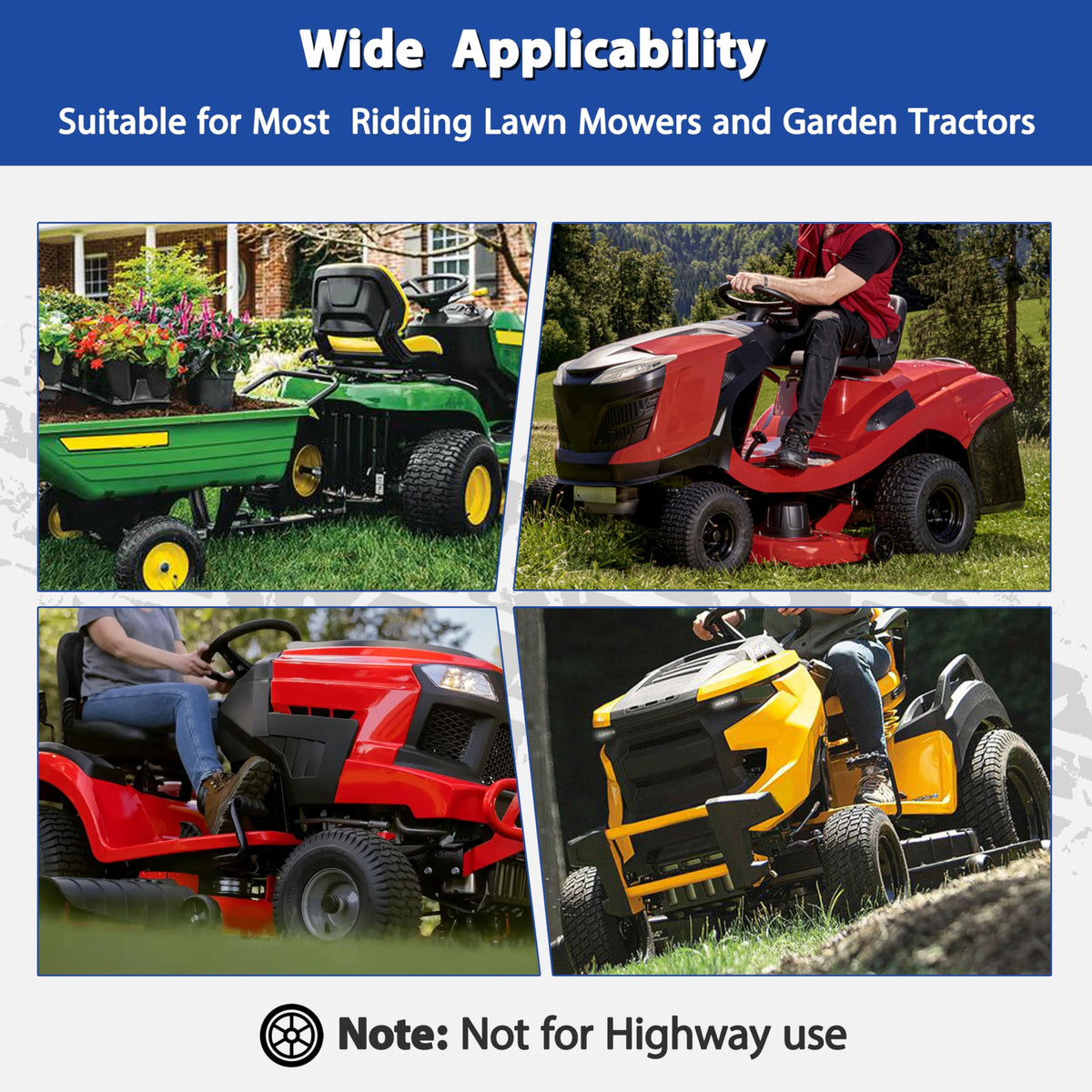 Hidtaw tubeless tire and wheel suited for rugged outdoor mowing tasks.