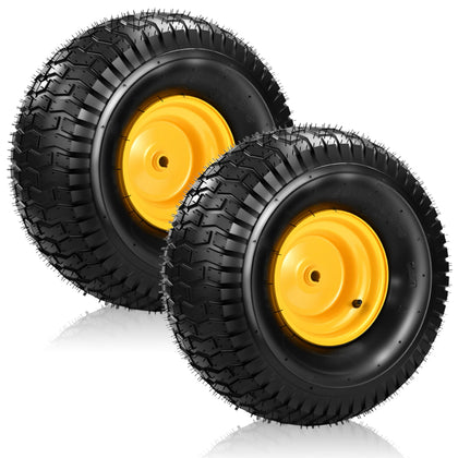 Hidtaw 20x10-8 tubeless tire and wheel rear view for stable mowing on varied terrain