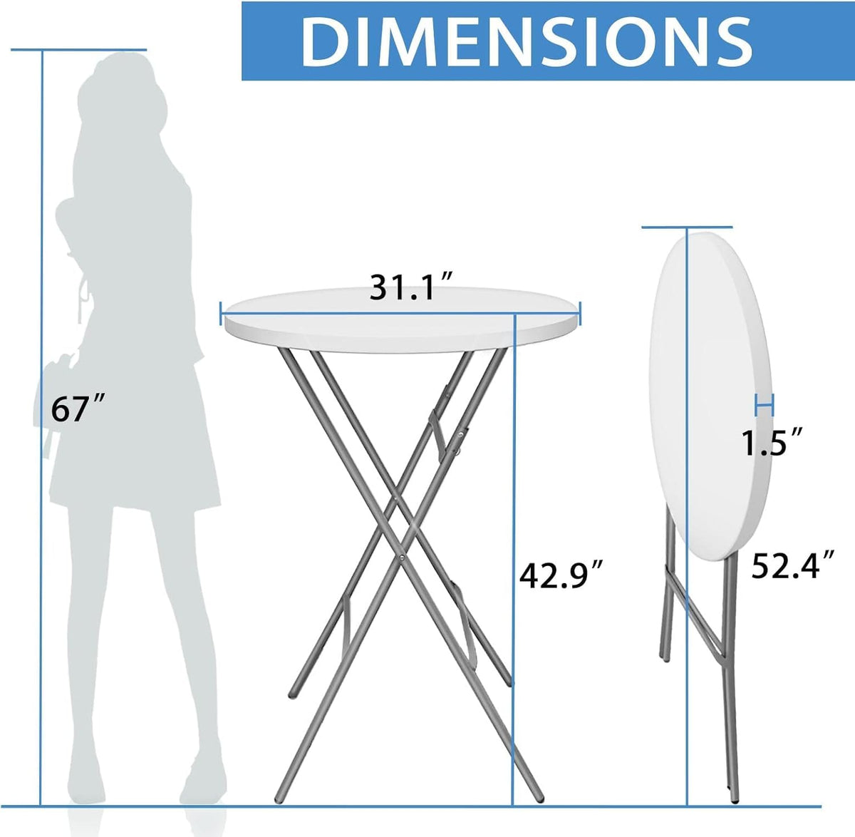 HiEthan 32in round high-top table suitable for versatile events.