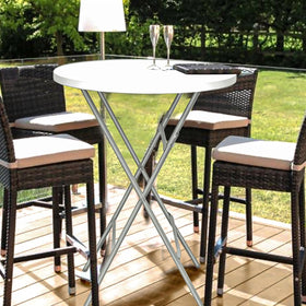 HiEthan white high-top table elevates party ambiance.