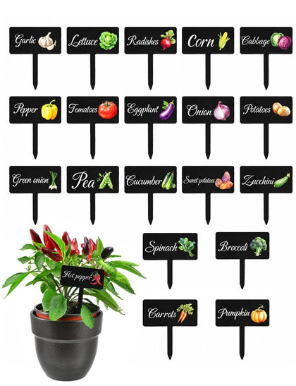HIENAJ vegetable signs with 20 styles for clear garden labeling in pots and beds.