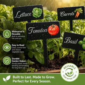 HIENAJ waterproof plant labels endure rain and sun while keeping vegetable IDs organized.