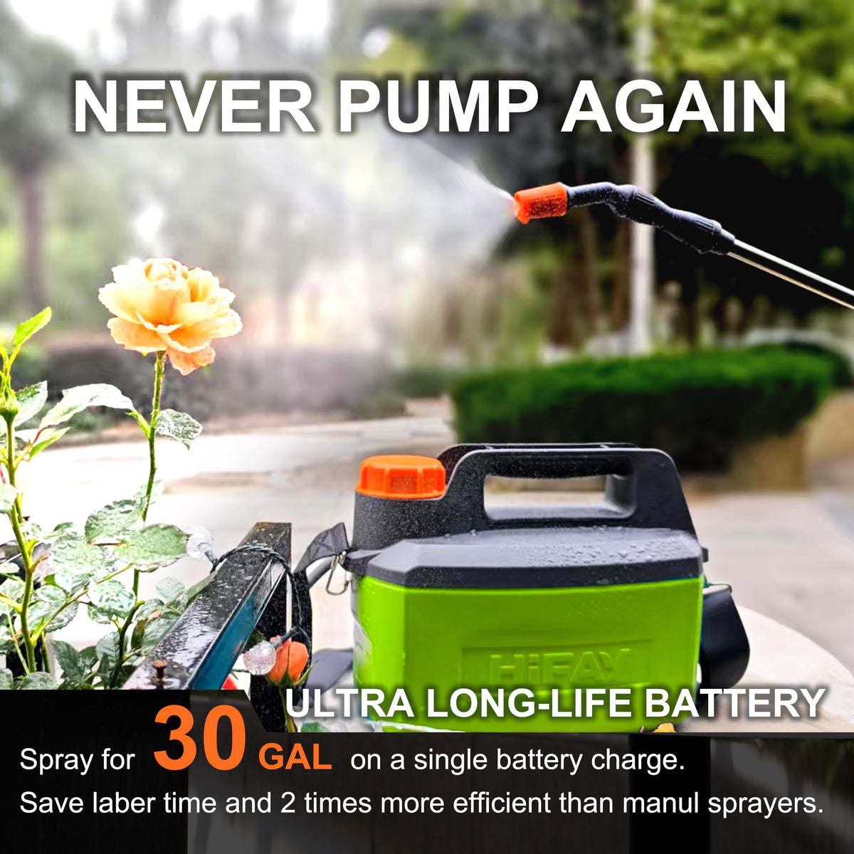 HIFAY ES4-PRO 4000mAh battery inside powers longer spraying sessions