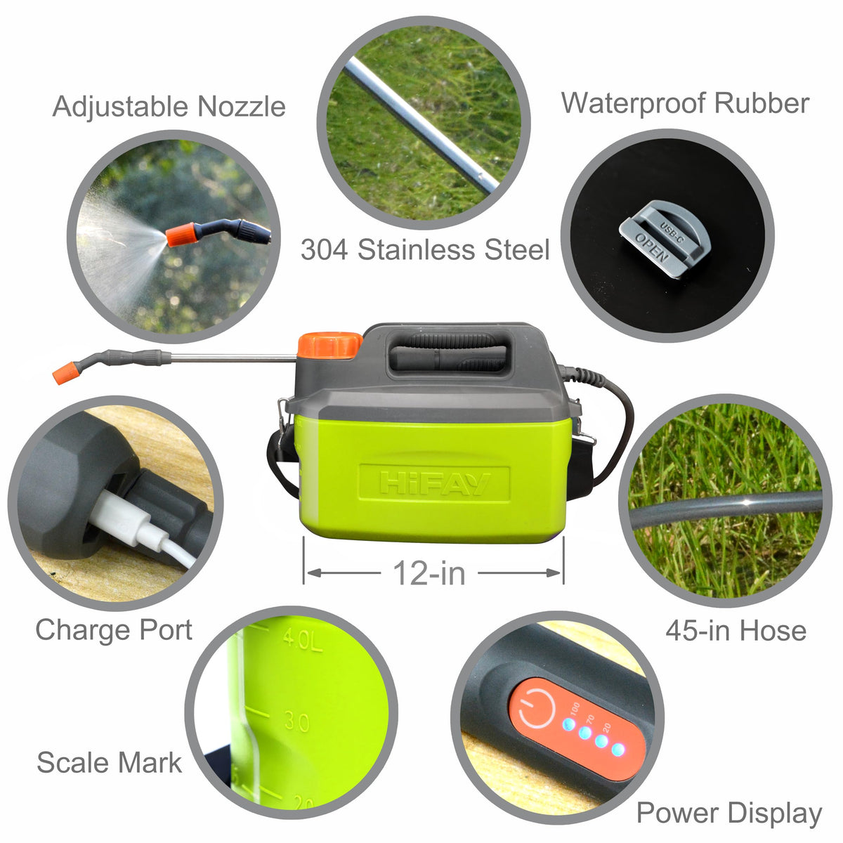 HIFAY ES4-PRO retractable wand extended to reach high or distant plants