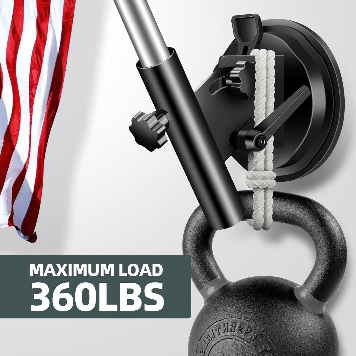 Hifor flag pole mount on a truck demonstrates rugged aluminum build.