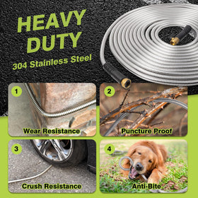 Higen metal garden hose 100ft flexible core enables easy handling and kink resistance