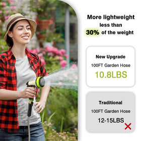 Higen metal garden hose 100ft nozzle assembly offers versatile watering options