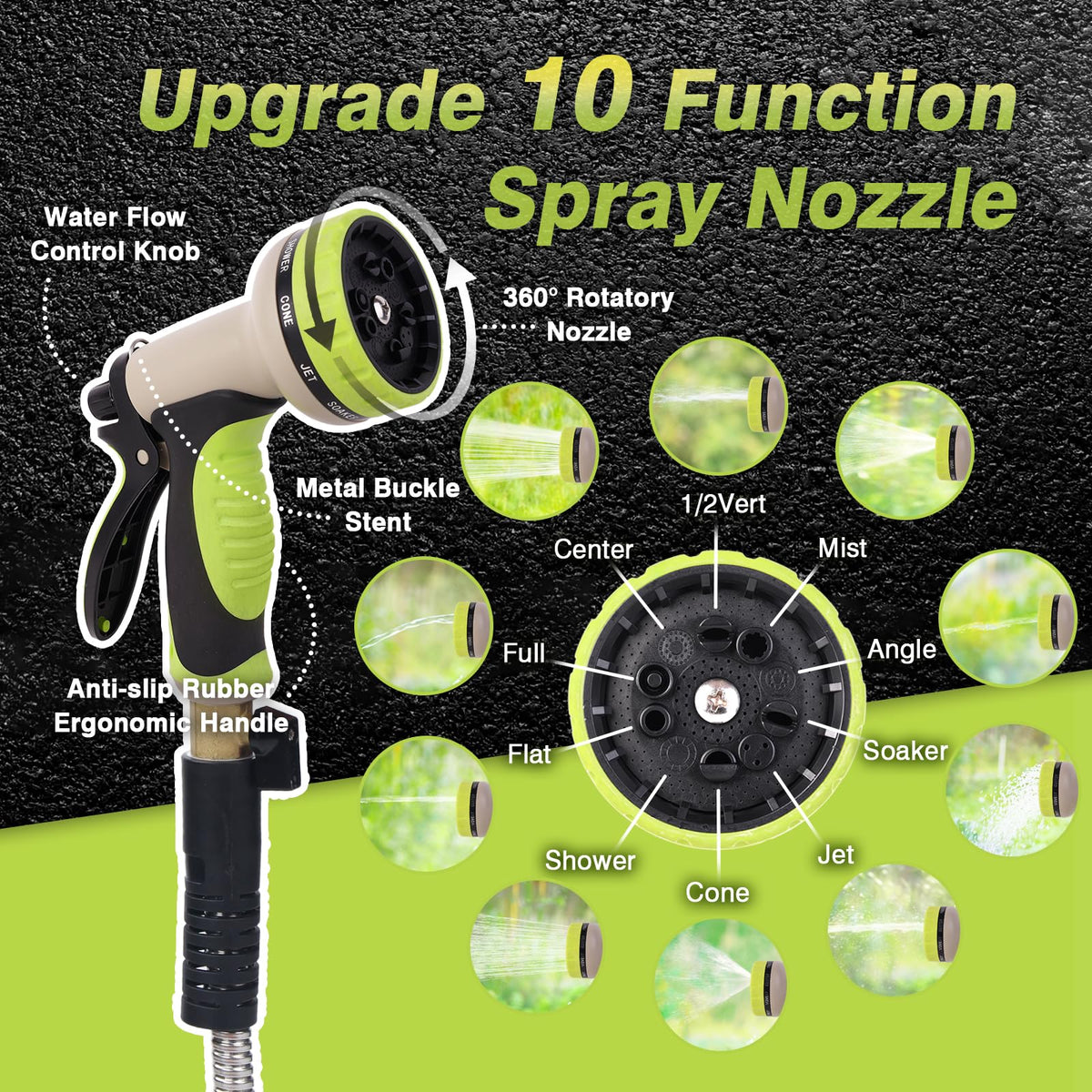 Higen metal garden hose 100ft weatherproof coating resists sun and cold