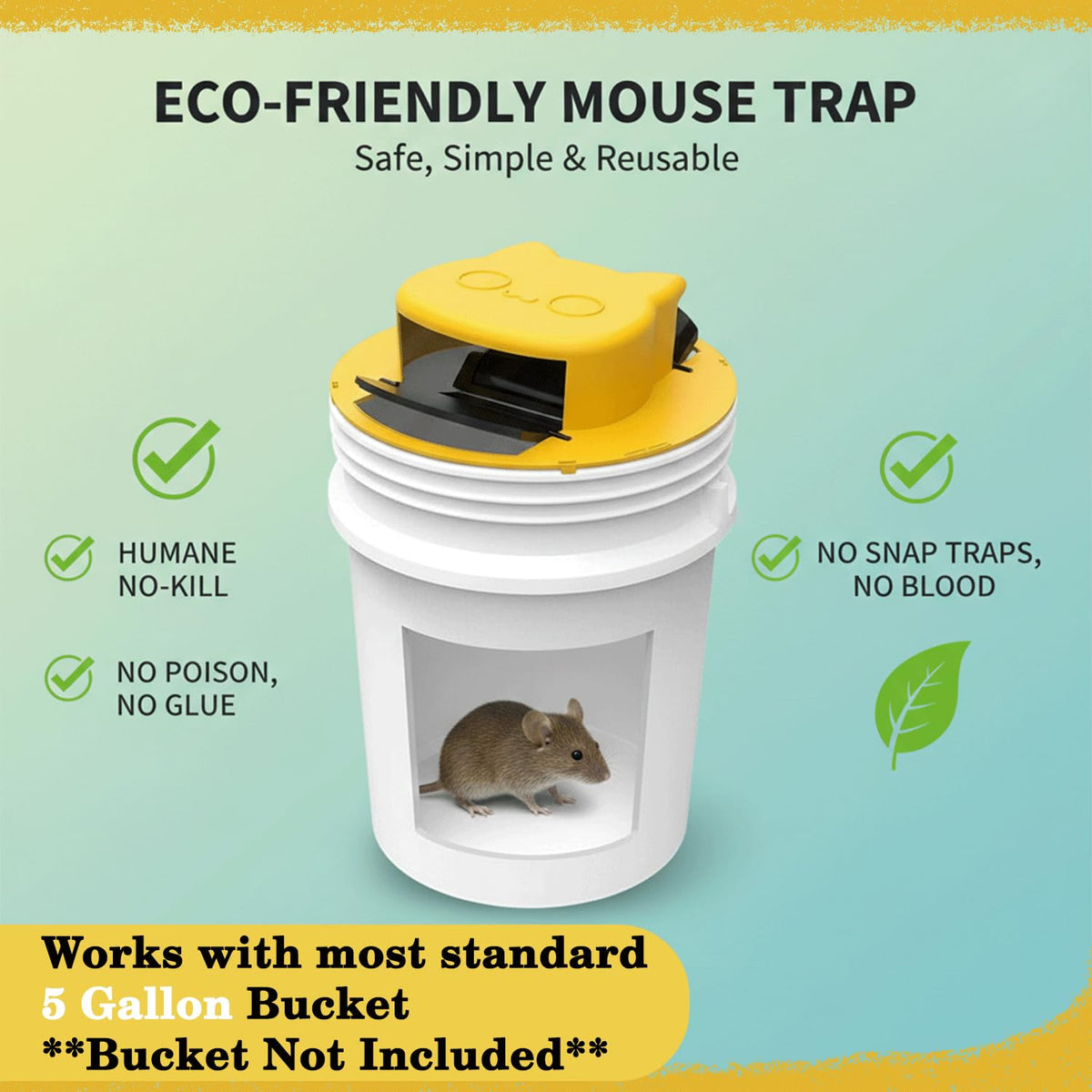 High & Sky bucket trap lid on a standard 5-gallon bucket for indoor use.