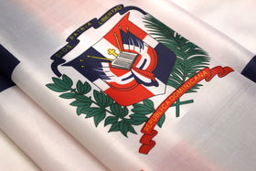 High Supply Dominican Republic flag 3x5 outdoors with brass grommets for mounting.