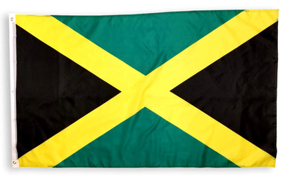 High Supply Jamaican flag 3x5 with brass grommets for secure mounting.
