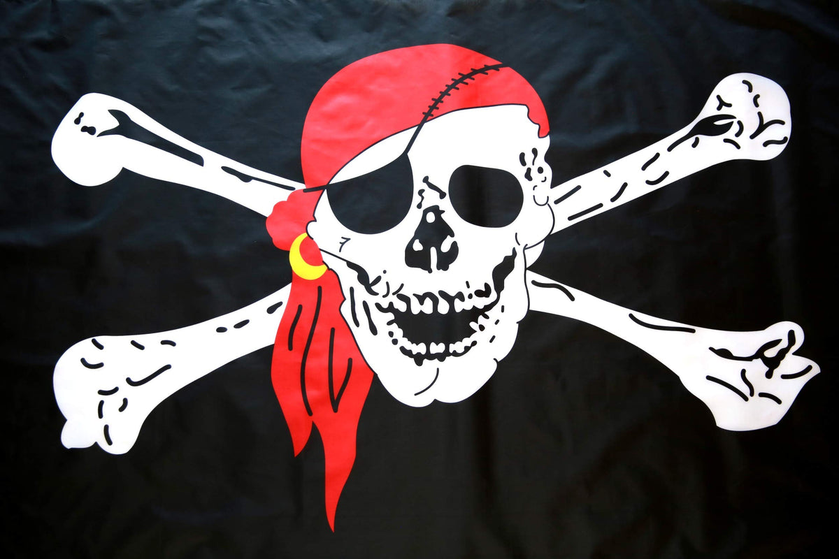 High Supply jolly roger with red bandana accent stands out at parties and gatherings.