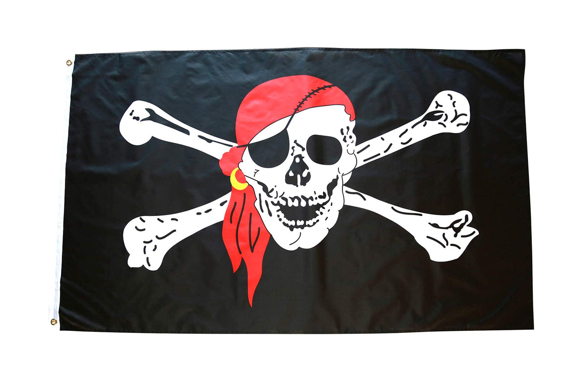 High Supply pirate flag 3x5 flies outdoors with bold colors and sturdy polyester.