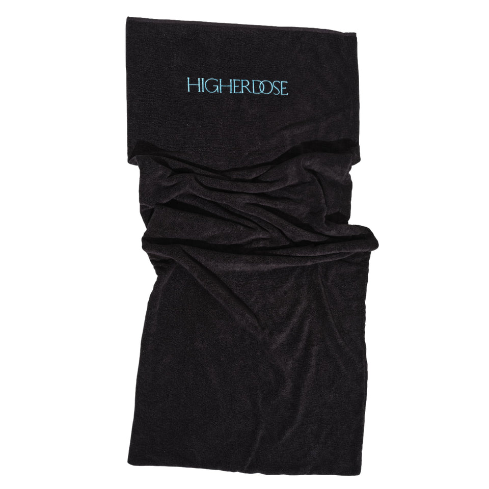 HigherDOSE infrared sauna towel insert inside blanket absorbs sweat for cleaner sessions