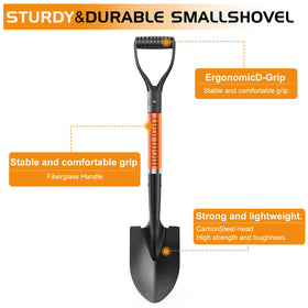 HIGHLIGHT Kids Shovel fiberglass handle demonstrates durable, lightweight grip.