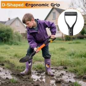 HIGHLIGHT Kids Shovel mini D-grip for easy control.