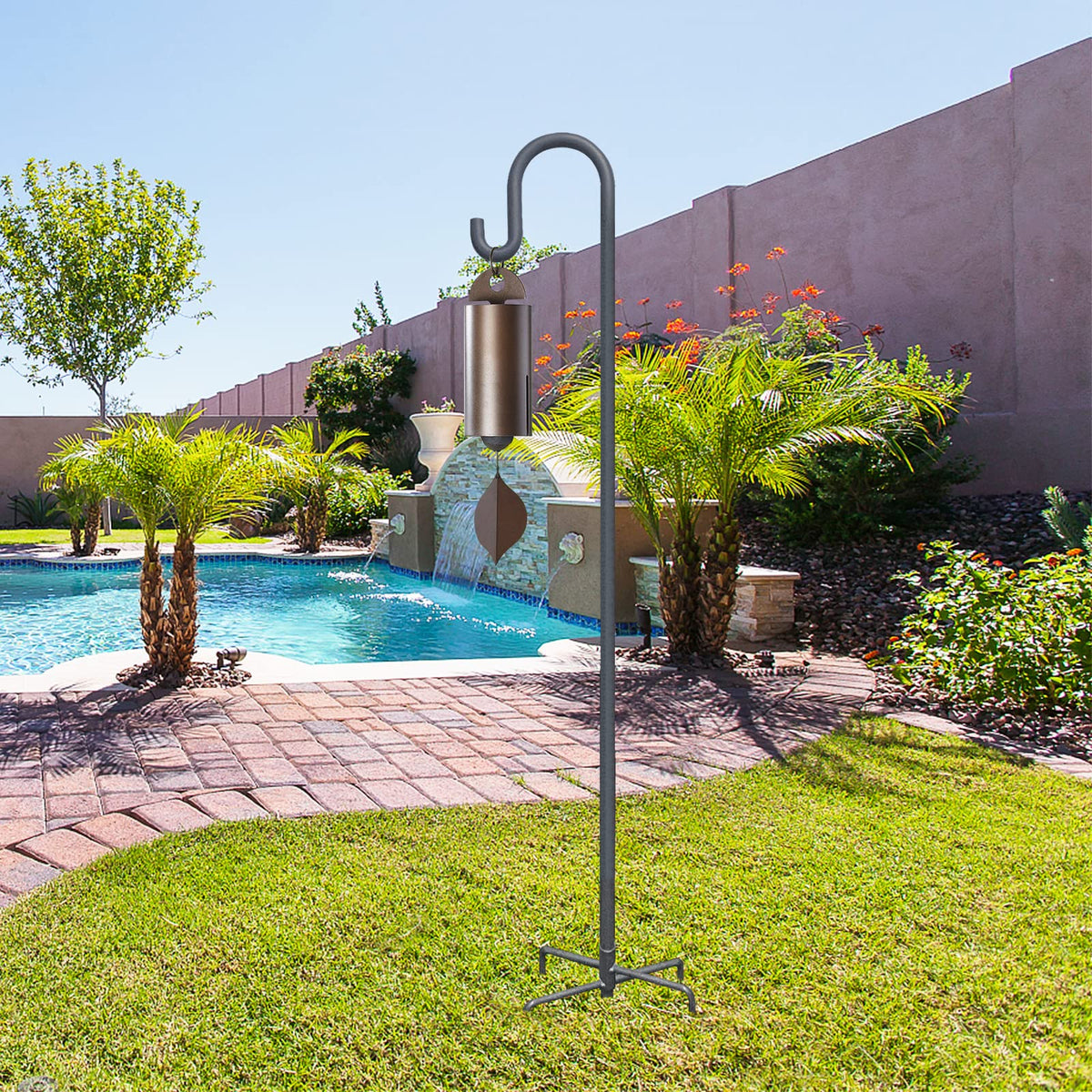 Highpro bird feeder pole garden setup with solar light hanging