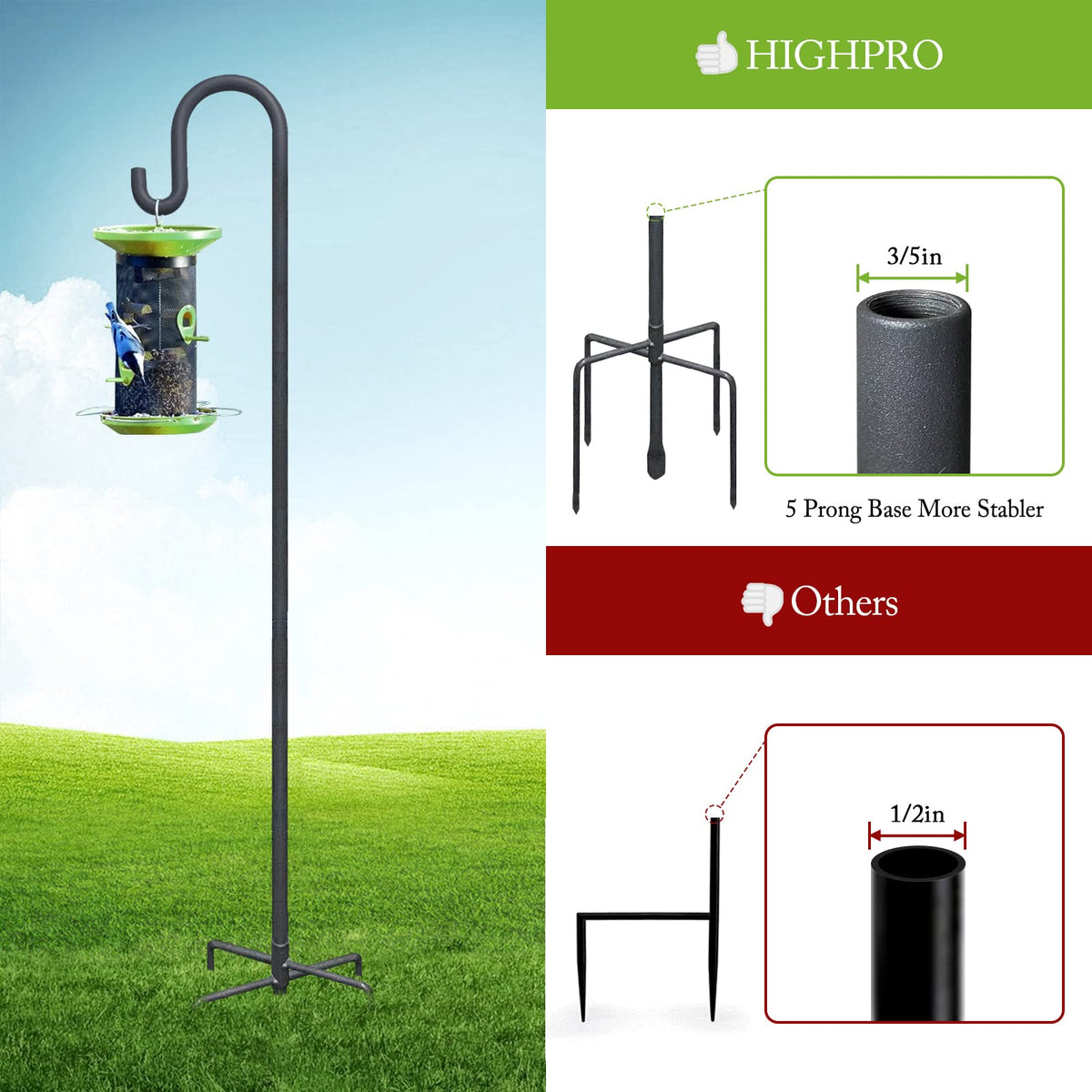 Highpro multipurpose hook used for plant baskets and decor