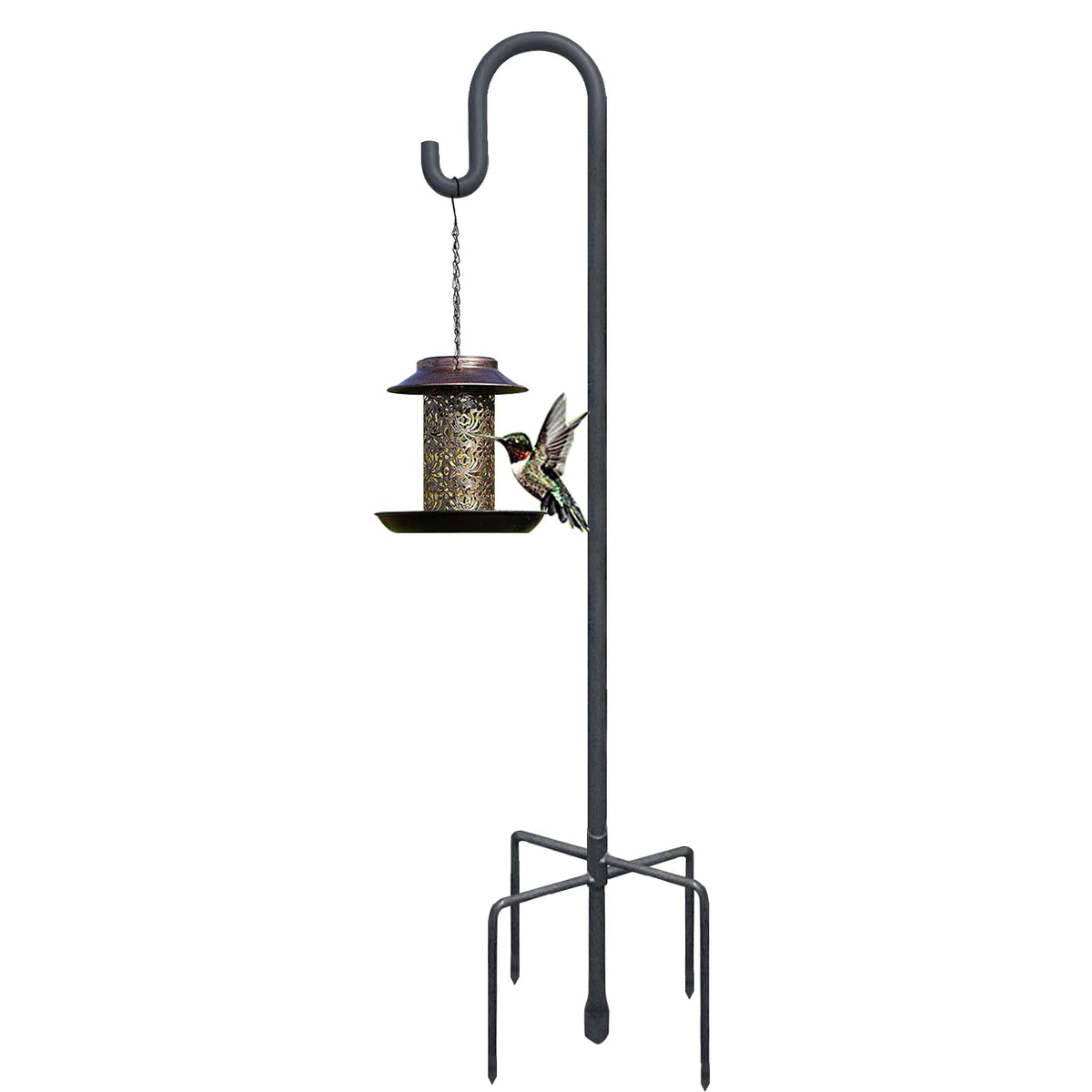 Highpro shepherds hook 47-inch pole with 5-prong base stabilizes heavy feeders outdoors