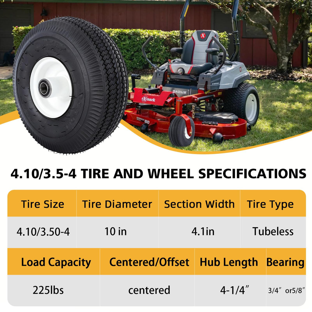 Hightall centered hub 4-1-4 inch supports versatile mower axles