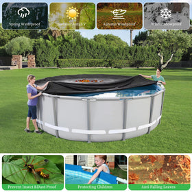HIGHTQURO round cover fits above-ground pools and hot tubs