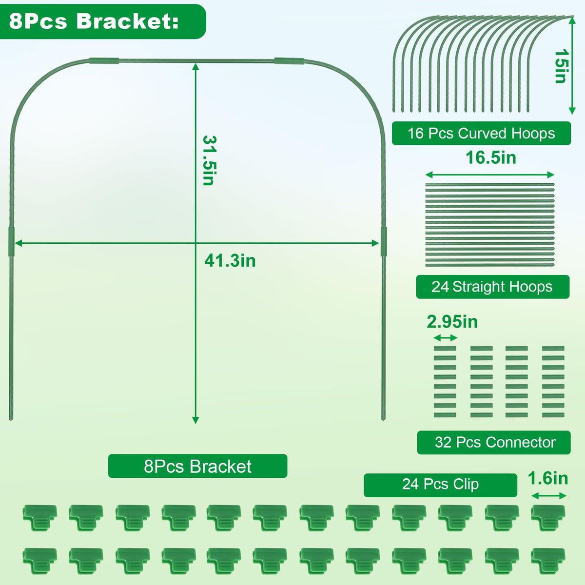 HighydroLED greenhouse hoops straight components for stable frame