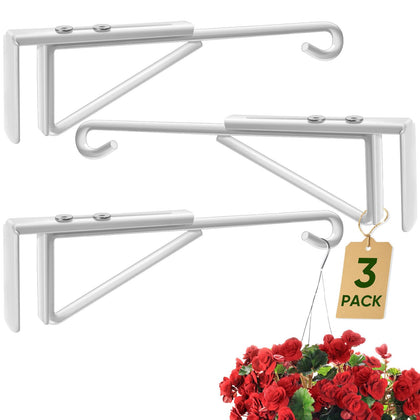 HiGift adjustable fence hook on a wooden fence securely holding a planter.