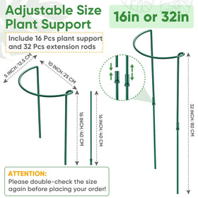 HiGift extension tube stainless 16-inch connector for versatile plant support heights.