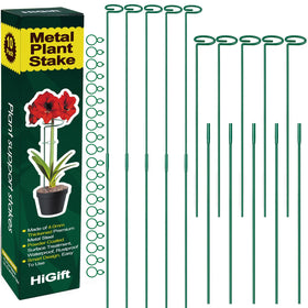 HiGift height adjustable plant stakes showing 17 to 32 inch versatility.