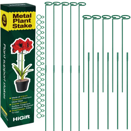 HiGift height adjustable plant stakes showing 17 to 32 inch versatility.