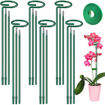 HiGift plant support stake at 12 inches supports a young tomato.