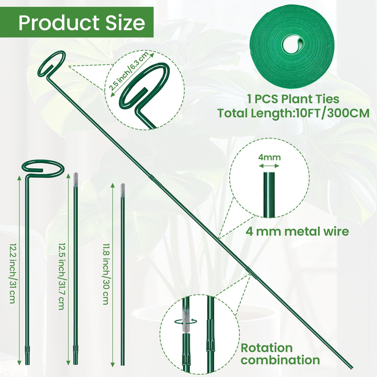 HiGift 24-inch stake extended to support mid-height peppers and flowering plants.