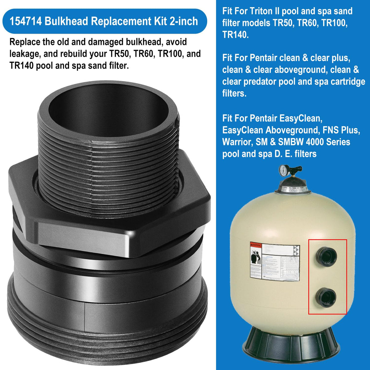 Hihitomorrow 154714 internal spacer aligns the bulkhead precisely for a clean fit.