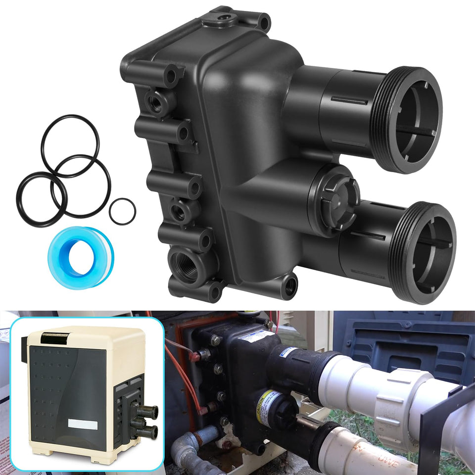 Hihitomorrow pool heater manifold kit for MasterTemp clarifies fit and reduces leaks for multiple models.