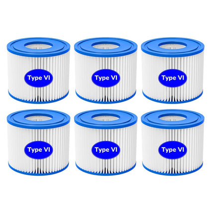 Hihoelar Size VI spa filter 6-pack front view for easy maintenance.