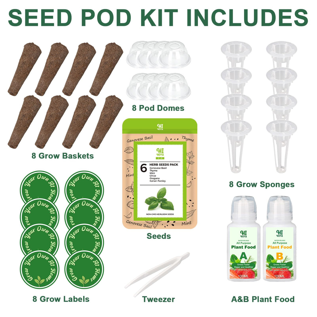 HiHOYA Oregano seed pod kit supports compact indoor herb garden