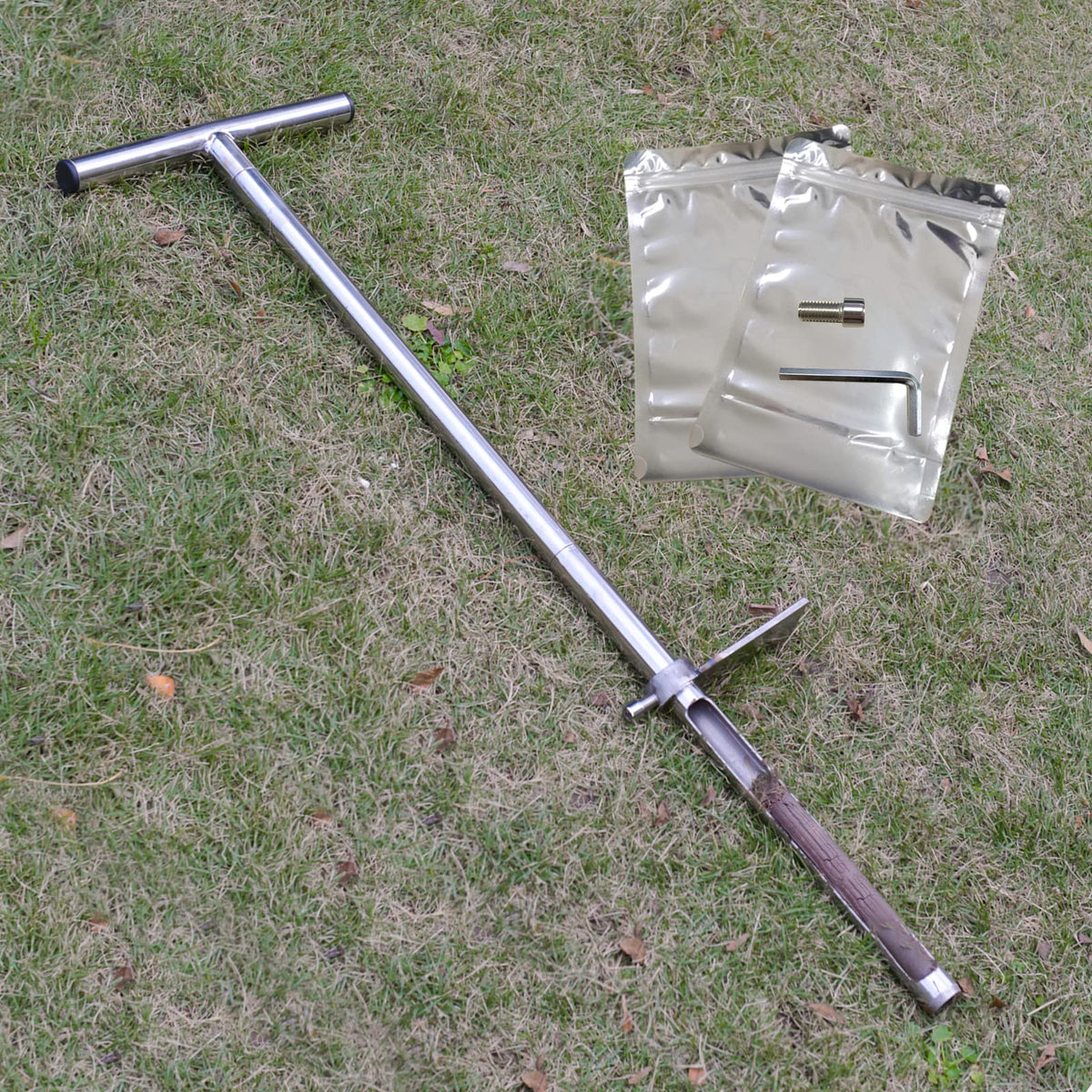 HiHydro 36-inch soil probe with foot pedal for easier ground insertion in lawns.