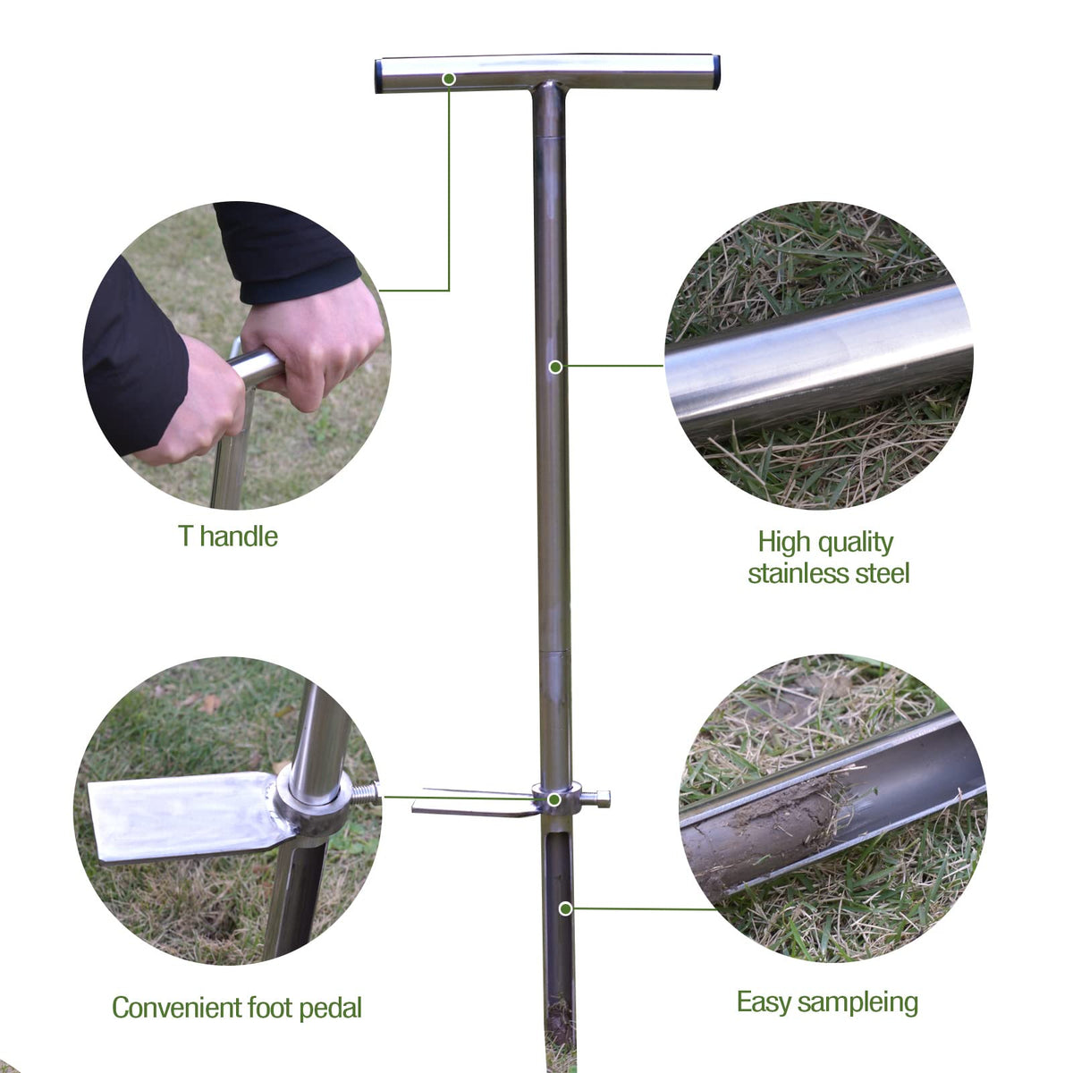 HiHydro probe bottom chamfered edge aids clean cores during sampling.