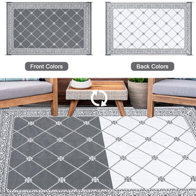 HiiARug patio mat folded for camping use, lightweight and portable.