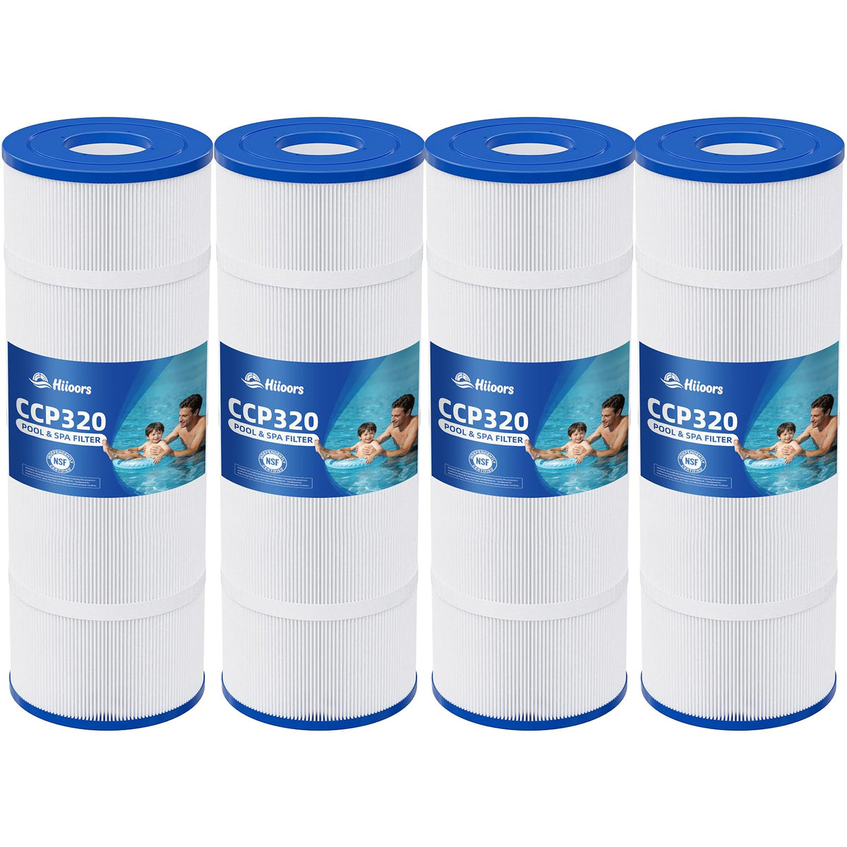 Hiioors CCP320 pack front view, durable pool filters for long-lasting use.
