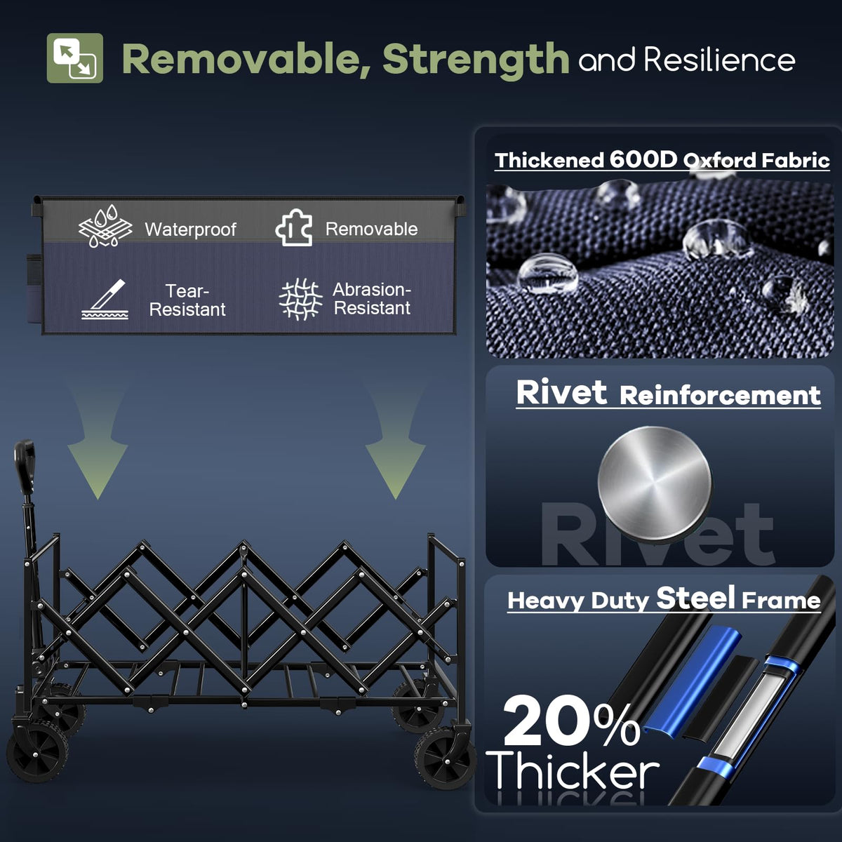 Hikemoon 360-degree wheels glide smoothly on varied surfaces.