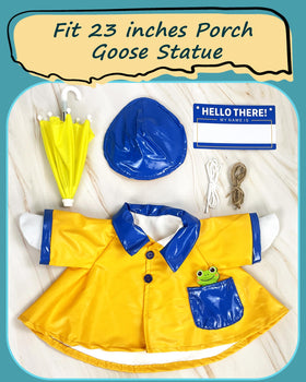 Hikkcos Porch Goose Outfit rope and pins securing umbrella around goose neck