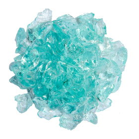 Hiland RGLASS-AQ Aqua fire glass on a fire pit adds vibrant glow.
