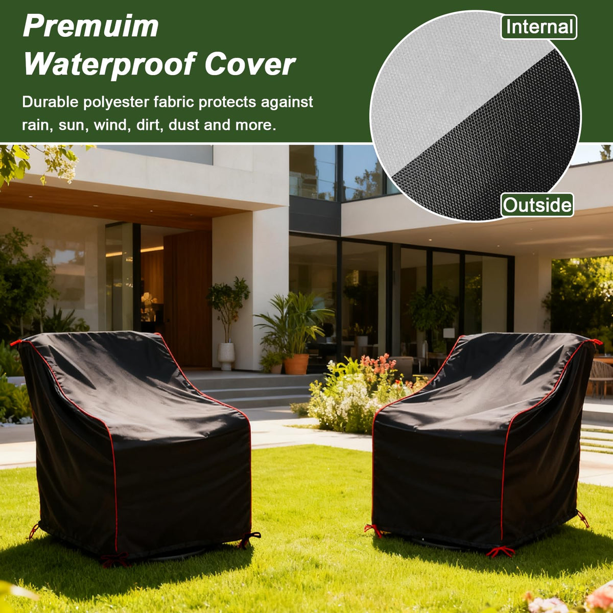 HillSetion two-pack black chair covers ready for patio and garden use.