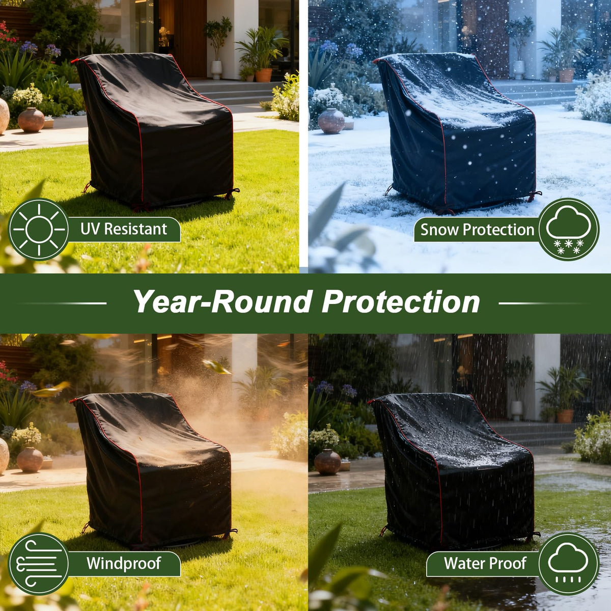 HillSetion chair cover protects rattan and lawn chairs from weather and UV rays.